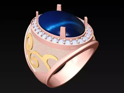Oval stone ring - Mens Rings - N5278 3D print model