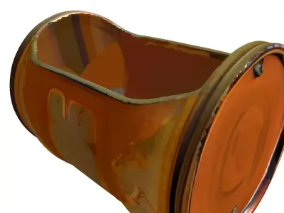 Rusted Cut Metal Barrel Planter Low-poly 3D model