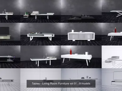 Tables - Living Room Furniture vol 01 3D Model Collection