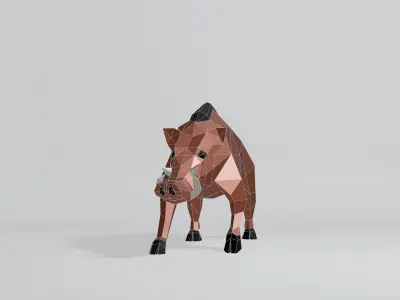 Polygonal Warthog Low-poly 3D model