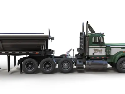 Kenworth W900A sidedump truck Low-poly 3D model