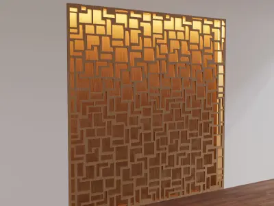 Decorative Wooden Wall Model 17 Low-poly 3D model