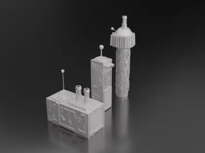 Sci fi hard surface building Free 3D model