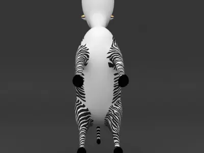 Zebra rigged toon style 3d model  Low-poly 3D model