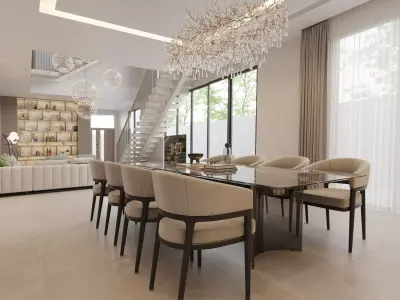 Modern Luxury Living Room and Dining Interior 3D Scene 3D model