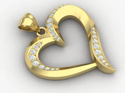 Heart pendant 02 3D print model