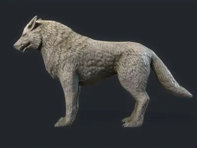  Wolf Statue Low-poly 3D model