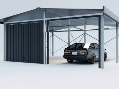 Open-type garage 3D model