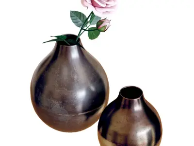 Crate andBarrel Bringham Vases with a Rose 3D model