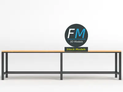 Locker room bench 2 3D model