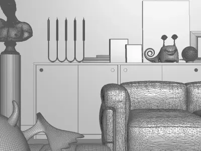 Bauhaus style living room 3D model