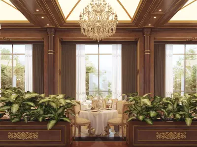 Wooden Restaurant 3D Model 3D model