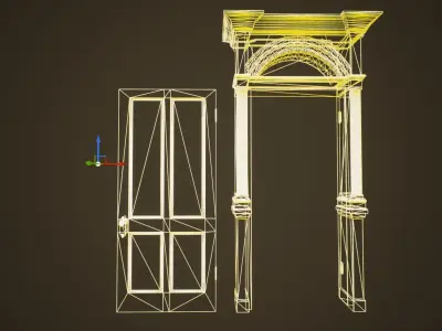 Antique Door - PBR Game Ready Low-poly 3D model