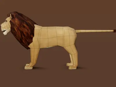 Low poly Lion Rigged 3D model Low-poly 3D model