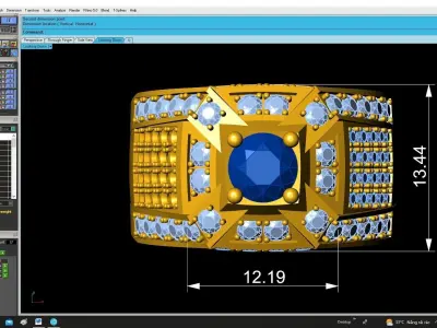 Luxury Geometric Ruby Diamond Ring for Men 4943 3D print model