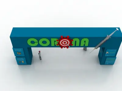 Huge ads Gate for Coronavirus-Tunal Low-poly 3D model