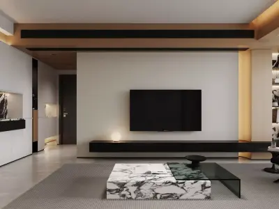 Modern living room dining room interior scenes 216 3D model