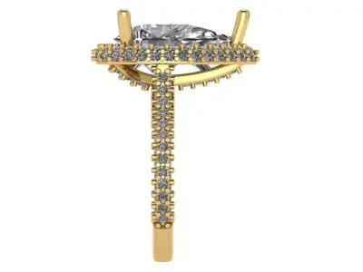 full pave pear shape halo ring with diamonds around the shank  3D print model