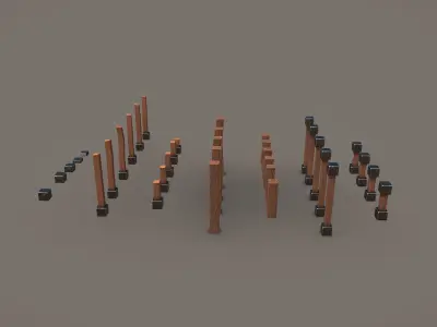 Stylized PBR Wooden Posts Pack Low-poly 3D model