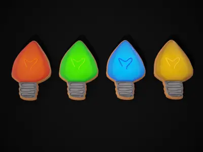Colored Light Bulb Christmas Cookies  Low-poly 3D model