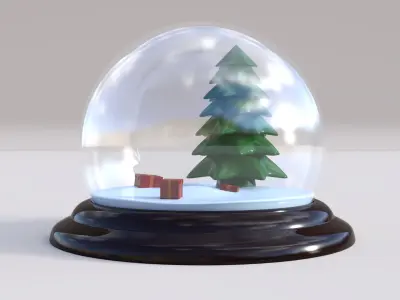 Snow Globe Christmas Low-poly 3D model