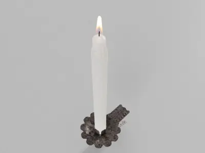 Burning Christmas Tree Candle 3D model