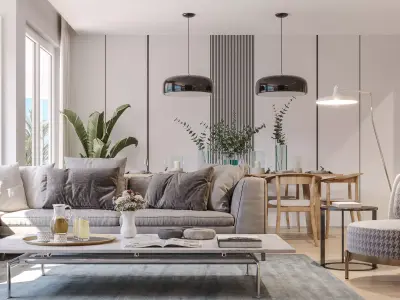 Modern Minimalist Living Room Interior 3D Scene 3D model