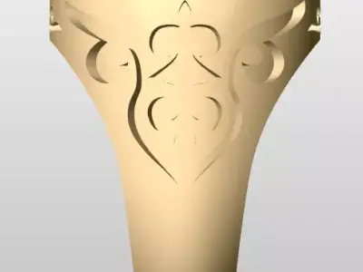 Signet Ring with Gemstone Mount  Oriental Style 3D Printable 3D print model