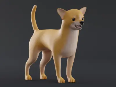 Dog Chihuahua Low Poly Model Game AR VR Low-poly 3D model