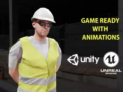 Construction Worker - Rigged - Game Ready Low-poly 3D model