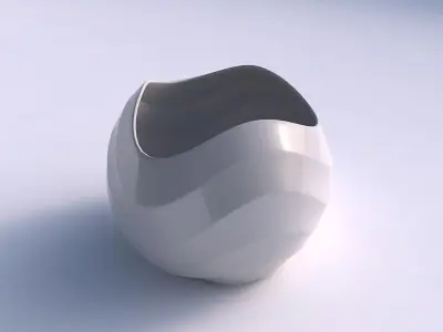 Bowl Spheric wavy with horizontal sections 3D print model