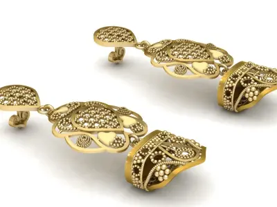PRECIOUS INDIAN EARRING 3D PRINTABLE MODEL  3D print model