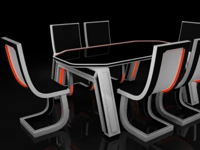 Sci fi Table and Chair 3D model