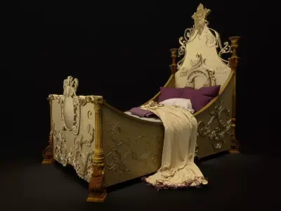 Golden bed 3D model