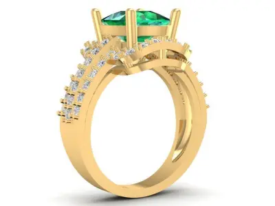 Luxury Emerald Gemstone Ring 1728 3D print model