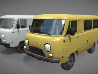  Soviet era van low poly Low-poly 3D model