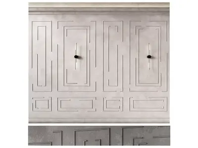 Wall decoration kit with thin moldings 3D model