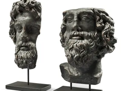 Asclepios and Greek general head metal Low-poly 3D model