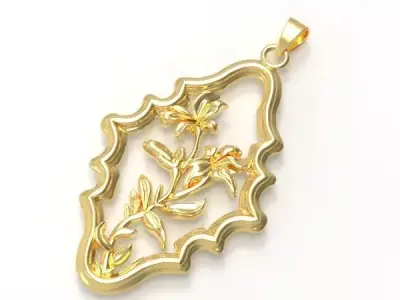 Floral Frame Pendant 3D print model