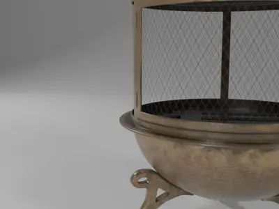Antique Bronze chiminea Low-poly 3D model