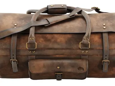 Large Leather Travel Duffle Bag 3D model