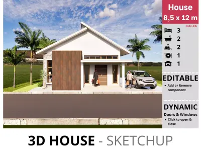House 8x12m code 436- Sketchup 3D model 3D model