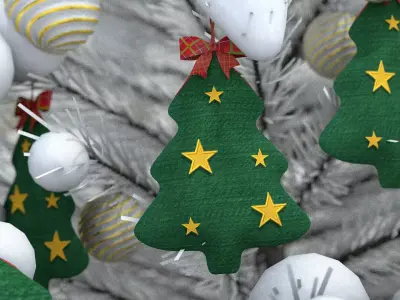 Christmas Tree Pouf and Pillow 3D Model 3D model