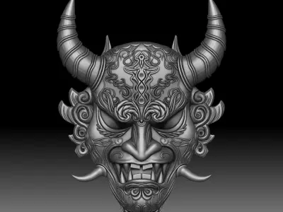 Oni mask Japanese demon 3D print model
