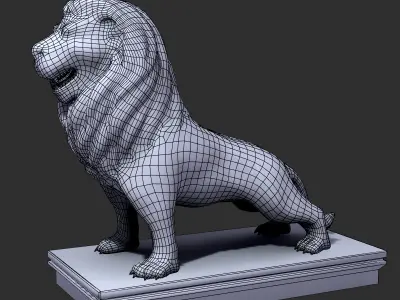 Lion Statue Low-poly 3D model