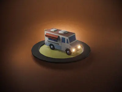 Food Truck Low-poly 3D model