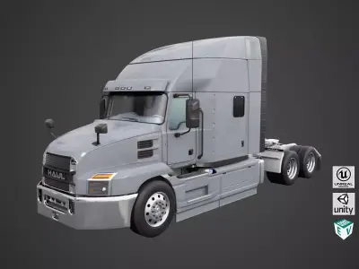 Generic Heavy Truck Chassis 05 Grey Interior All PBR Textures Low-poly 3D model