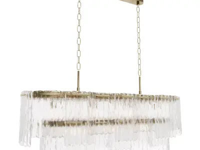 Rectangular pendant chandelier made of ribbed glass 164FA-33125 3D model