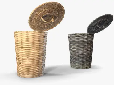 Basket 4 wicker Low-poly 3D model