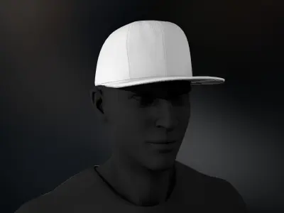 White Snapback Cap  Low-poly 3D model